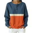 thumbnail image 2 of Molidfa Women’s Oversized Henley Sport Colorblock Long Sleeve Sweatshirt, 2 of 5