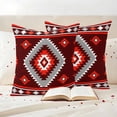 thumbnail image 3 of Red Boho Outdoor Waterproof Pillow Covers, Neutral Tribal Ethnic Abstract Geometric Motifs Decorative Square Throw Pillowcase Sofa Cushion Sham for Patio/Couch/Chair, 20"x20" 2 Pack, 3 of 8
