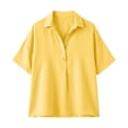 thumbnail image 6 of Womens Short Sleeve Casual Button Down Shirts Summer Soft Fashion Cotton Linen Blouses Tops, 6 of 7