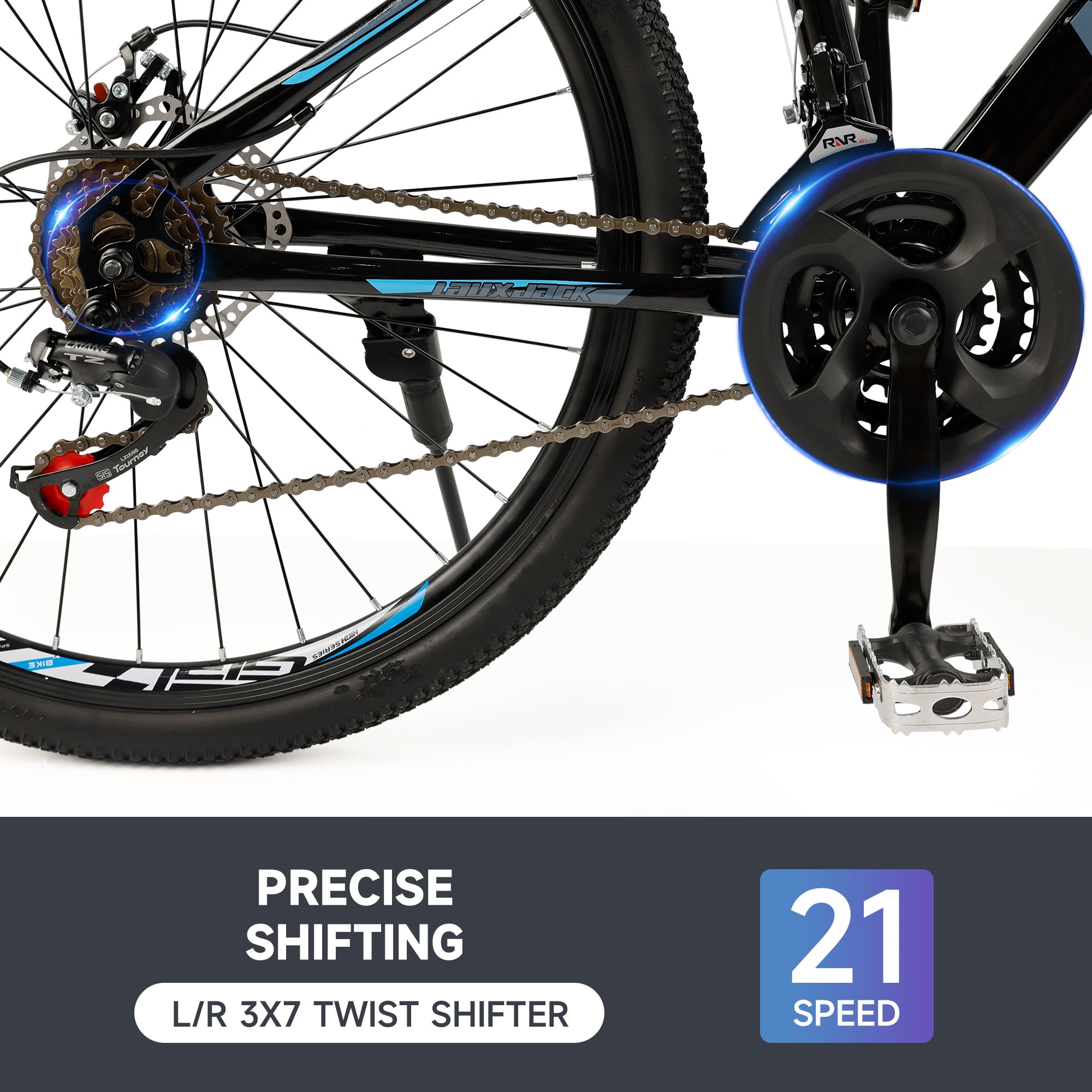 26 Inch Front Suspension Mens Mountain Bike, Shimano 21 Speed, Dual Disc Brake Bike for Men Womens Teen Adult Bicycle With Bike Lock And Air Pump