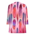 thumbnail image 4 of Penkiiy Women's Feather Print Tops 3/4 Roll Sleeve Shirts V Neck Blouses Tunic Top S Multicolor, 4 of 5