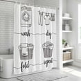 thumbnail image 6 of Laundry Room Bathroom Shower Curtains with 12 Hooks Polyester Waterproof Shower Curtain for Stalls and Bathtubs Cartoon Wash Dry Fold Repeat Simple Lines Art Decorative Bathroom Curtain 72x72 Inches, 6 of 9