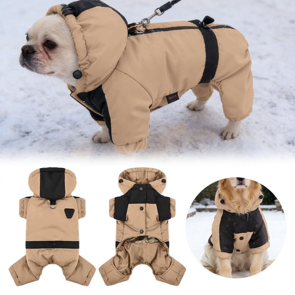 YaoZQ Warm Soft Dog Vest Jacket, 1 Pack, Beige Polyester Winter Coat for Small Puppies, Breathable Sleeping Pyjamas, Holiday Christmas Gift for Chihuahua Yorkie, Size S 16.5 x 11 Inch