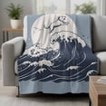 thumbnail image 2 of Blue Dog Blanket Soft Cozy Warm Throw Blanket for Couch, Plush Fuzzy Flannel Fleece Blankets for Sofa, Waves Abstract Art Dynamic Modern Bed Blankets Lightweight Gifts for Women, 40"x60", 2 of 9