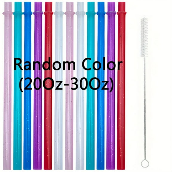 12-Pack Reusable Straws with Cleaning Brush – Flexible Multi-Color Polypropylene Drinking Straws for 20–40oz Tumblers, Travel & Eco-Friendly Daily Use