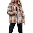 thumbnail image 2 of Dxzfnsa Fashion Women Casual Pockets Printed Long Sleeve Tops Jacket Plaid Coat Womens Fall Clothes ,Khaki-2XL, 2 of 6