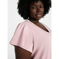 thumbnail image 4 of Terra & Sky Women's Plus Size V Neck Tee Dress with Flutter Sleeves, Size 0X-5X, 4 of 5