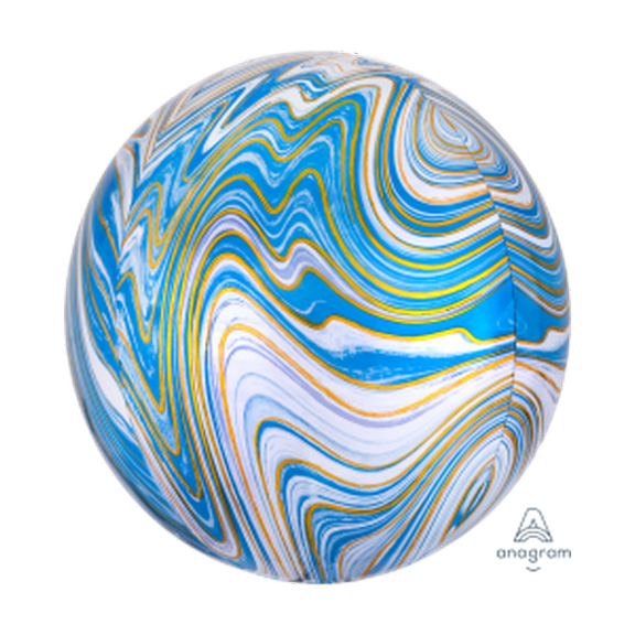 16 inch Blue Marblez Orbz Anagram Foil Mylar Balloon - Party Supplies Decorations