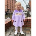 thumbnail image 6 of RUINIXCW Toddler Baby Girl Halloween Dress Outfit Little Baby Girls Fall Smocked Dress Clothes Funny Ghost Pumpkin Spider Embroidery  Doll Collar Long Sleeve Gingham Plaid Dress, 6 of 9