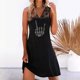thumbnail image 2 of Mini vestido de encaje de vacaciones sin mangas con cuello en V informal con estampado de verano para mujer a la moda Fridja  hj3459, 2 of 5
