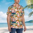 thumbnail image 3 of Bingfone Men's Short Sleeve Button Down Shirts Hawaiian Retro Summer Stamp Printed Beach Shirt, 3 of 7