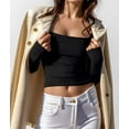 thumbnail image 6 of Weardear Women's Sexy Long Sleeve Crop Top Square Neck Double Lined Basic Slim Fit T Shirt, 6 of 6
