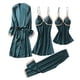 thumbnail image 1 of Conjuntos de pijama para mujer Umfun, de satén liso, de seda, para dormir, camiseta sin mangas, pantalones cortos, vestidos, batas, conjuntos de pijama de cinco piezas, conjunto de estar por casa a, 1 of 2
