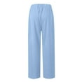 thumbnail image 4 of WULMLEO Ribbed Corduroy Pants Women Comfy Elastic High Waisted Straight Leg Pants with Pockets Pull On Work Trousers Slacks Light Blue 2XL, 4 of 6