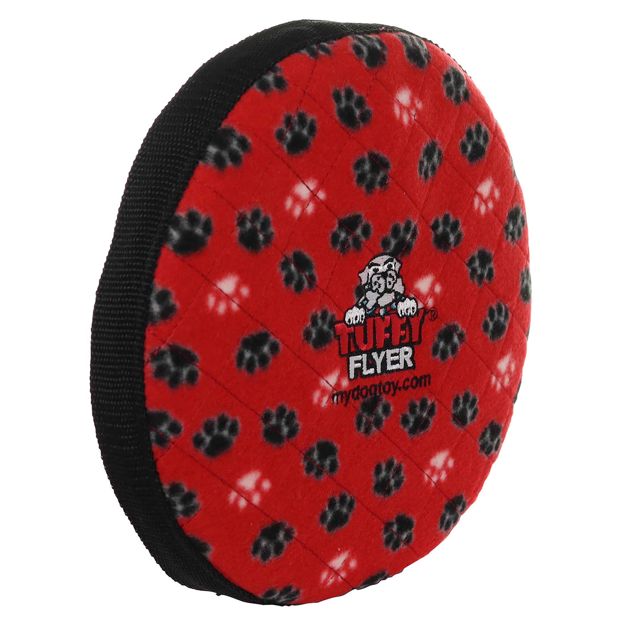 Tuffy Ultimate Flyer Red Paw Durable Plush Squeaky Dog Toy