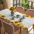 thumbnail image 3 of Sunflowers Table Cloths for 3 Foot Rectangle Tables, Yellow Flowers Summer Botanical Pastoral Wooden Patio Waterproof Elastic Fitted Tablecloths, Washable Rectangular Table Cover for Camping, 3 of 8