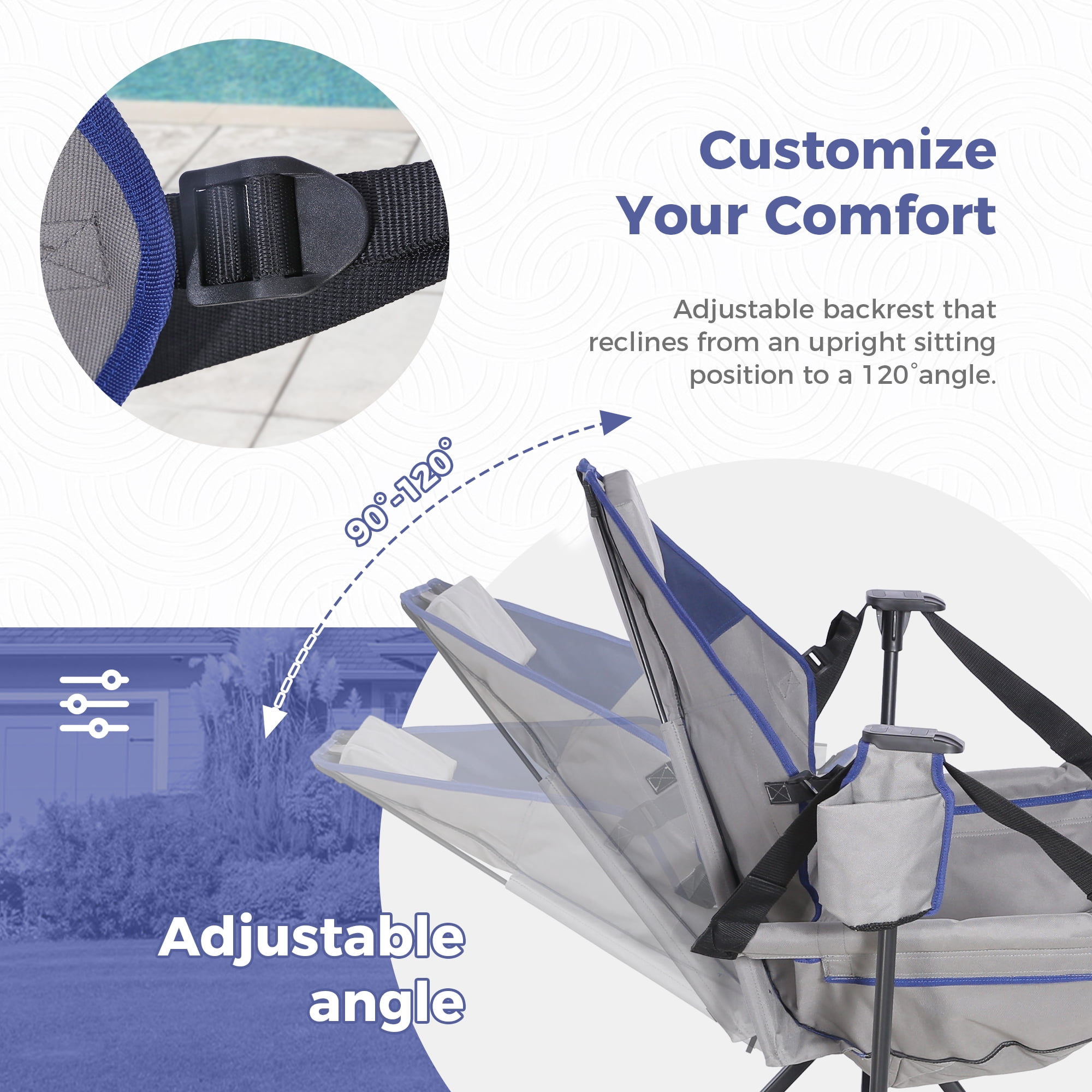 Hammock Camping Chair,Adjustable Backrest,Portable Folding,Detachable Cup Holder,Durable Fabric,Supports up to 300lbs