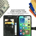 thumbnail image 6 of Allytech for iPhone 16 Pro Wallet Case, Luxury PU Leather with Embossed Pattern, Magnetic Clasp Kickstand Card Cash Slots Shockproof Slim Flip Case with Hand Strap for Women Men - Black, 6 of 8
