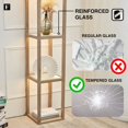 thumbnail image 7 of FENLO Fantasy 66" Luxury Glass Display Shelf with Dimmable LED Floor Lamps, Sturdy Glass Shelf for Bedroom, Floor Lamp with Shelves - Rustic Wood, 7 of 7