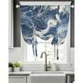 thumbnail image 5 of Vintage Navy Blue Tie Up Curtains for Window, Thermal Insulated Balloon Shade Adjustable Rod Pocket Curtains Valance Panels for Kitchen Bathroom Cafe 42 x 54 Marble Abstract Art, 5 of 6
