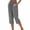 Black, variant on Women's Striped Capris Pant Lightweight Elastic Waist Straight Leg Bermuda Shorts Side Split Beach Crop Pants