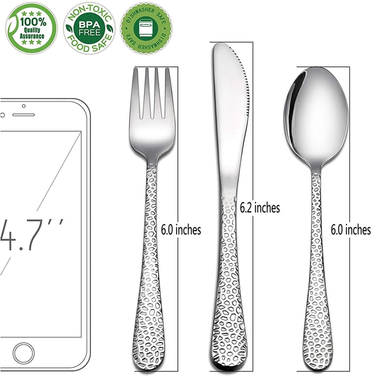 VeSteel Kids Hammered Silverware Set, 9-Piece photo 6