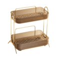 thumbnail image 2 of Desk Cosmetics Rack Vanity Perfume Storage Holder 2 Tiers Buffet Serving Tray Kitchen Countertop Organizer for Tabletop Bathroom Restaurants Light Brown, 2 of 7