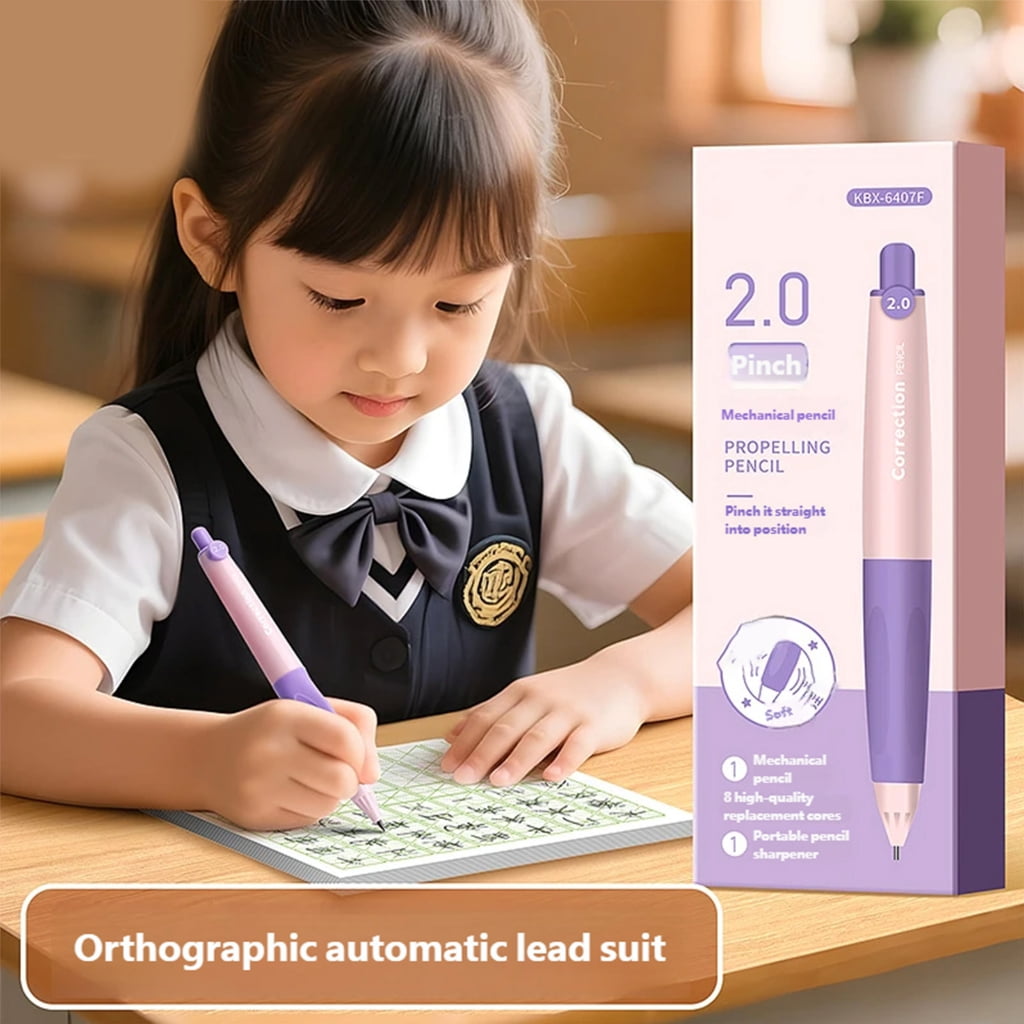 Mechanical Pencil With Ergonomic Grip 2.0mm Automatic Pencil with Sharpener Box of Refills For Writing Sketching