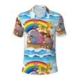 thumbnail image 2 of Daiia Rainbow Animals on Noah's Ark Pattern Men’s Polo Shirts,Solid Deck Shirt,Classic Fit, Breathable Cotton Polo for Casual and Sport Wear-, 2 of 9