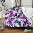 thumbnail image 5 of Butterfly (3) Throw Blankets 40"x30" Lightweight Flannel Fleece Cozy Soft Blanket Home Decor for Couch Bed Sofa Bedroom Living Room Travel Birthday Christmas All Season, 5 of 6