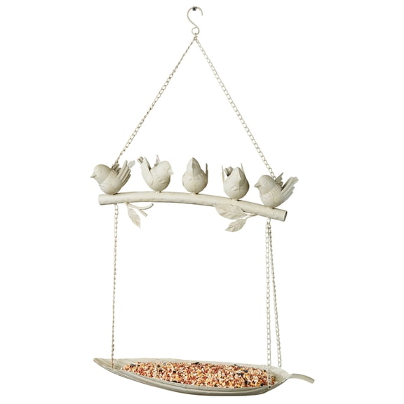 Perched Birds Ivory Hanging Feeder