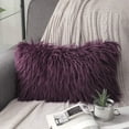 thumbnail image 2 of Phantoscope Merino Style Faux Fur Series Decorative Throw Pillow Bundle, 12" x 20"/22" x 22", Purple, 2 Pack, 2 of 5