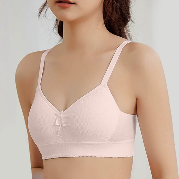 Girls Underwear Solid Print Breathable Stretchy Seamless Adjustable Straps Bra Underwear for Everyday Wear Beige 9 Years-11 Years