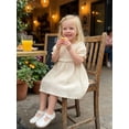 thumbnail image 3 of BemeyourBBs Kids Toddler Baby Girl Summer Cotton Linen Dress Clothes Puff Short Sleeve Ruffle Crew Neck Solid A-line Dress, 3 of 9