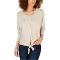 thumbnail image 1 of Style & Co. Womens Tie-Front Pullover Sweater beige PM, 1 of 1