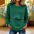 thumbnail image 2 of SETOOFF Womens Long Sleeve Sweatshirts Crew Neck Zip Front Pocket Loose Casual Shirts Pullover Tops Women Spring Fall Lounge Travel Daily Outfit, 2 of 6