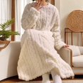 thumbnail image 5 of DOZINSIX 2 Pack Women Flannel Nightgowns Cable Knit Cozy Plush Long Sleeve Winter Warm Nightdress, 5 of 9