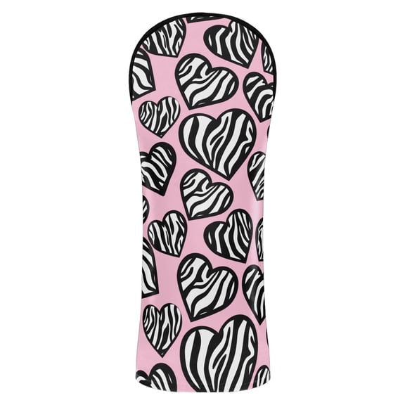 Haosy Black and White Striped Heart Golf Club Covers Driver Hybrid Wood Headcovers PU Leather Double-Layer Lining Replaceable Tags for Men Women