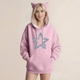 thumbnail image 2 of Olyvenn Oversized Cat Ears Hoodies for Women Trendy Casual Pullover Sweatshirt Loose Long Sleeve Star Print Cute Graphic Tunic Tops Pink S, 2 of 4