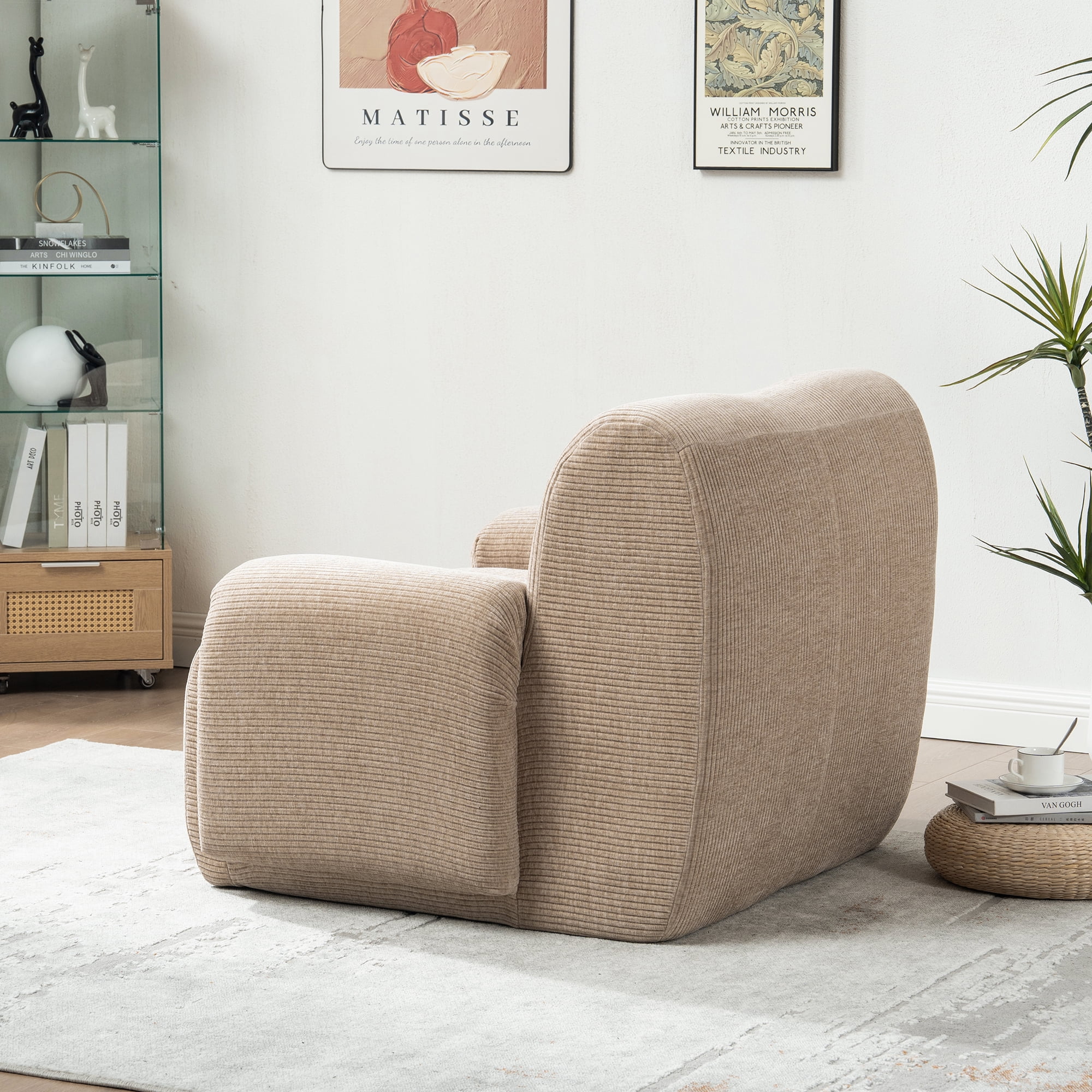 42"W Modern Oversized Accent Chair,Upholstered Boneless Single Sofa Chair,Chenille Armchair Reading Lounge Chair for Living Room,Bedroom,Apartment,taupe