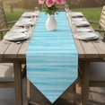 thumbnail image 6 of Teal Striped Table Runner Linen Burlap Table Runner 72 Inches Long Abstract Modern Farmhouse Blue Stripes Dresser Scarves for Kitchen Island Coffee Dining Room Party Wedding Holiday Decor 18"x72", 6 of 8