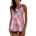 thumbnail image 1 of CAICJ98 Womens Swimsuits Woman V Neck Multicolor Printed Tankini Swimsuit with Halter Top Two Pieces Swim Suit Medium Rised Brief Bathing Suits Pink,M, 1 of 5