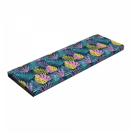 

Tropical Bench Pad Jungle Leaves Summer Season Design Ornamental Colorful Illustration Exotic HR Foam Cushion with Decorative Fabric Cover 45 x 15 x 2 Multicolor by Ambesonne