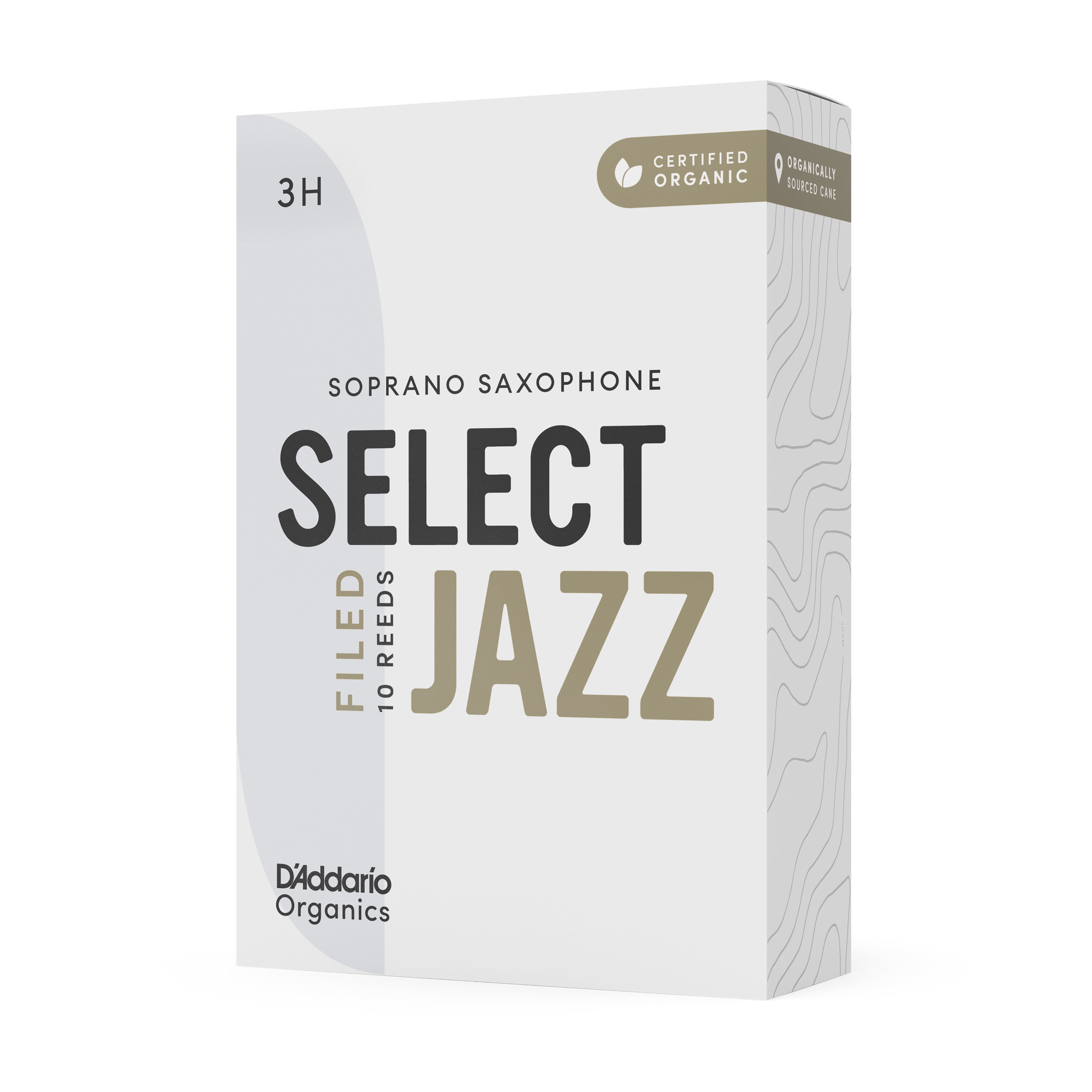 D'Addario Organic Select Jazz Filed Soprano Sax Reeds, Strength 3 Hard, 10-pack