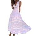 thumbnail image 2 of Women's Flowy Watercolor Print V Neck Sleeveless Maxi Dress Casual Summer Beach Dress Elegant Comfortable Long Dress, 2 of 2