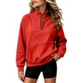 thumbnail image 4 of TZZQ Women Quarter Zip Pullover Sweatshirt Oversized Loose Fit Athletic Sweatshirt Casual Fashion Stand Collar Long Sleeve Pullover Hoodie Comfy Trendy Plus Size Relaxed Fit Sports Shirts Red S, 4 of 8