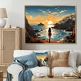 thumbnail image 2 of Designart "Tranquility in Seaside Sunset Solitude" Extra Large Landscapes Framed Wall Art - Modern Blue Abstract Landscapes Hallway Framed Wall Art Decor, 2 of 7
