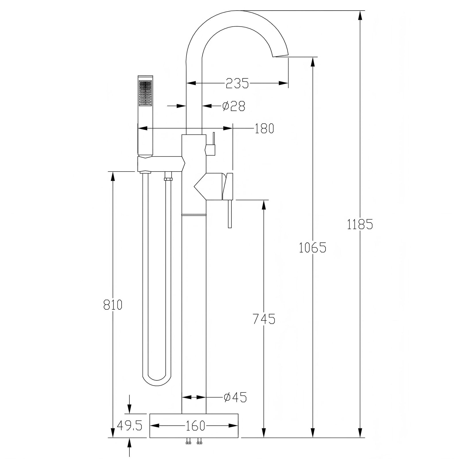 Giving Tree Brass Matte Black Freestanding Tub Faucet