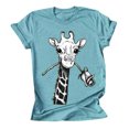 thumbnail image 2 of ICHUANYI Clearance Plus Size Women Short Sleeve Printed Tops Tee T-Shirt Blouse(Blue, XXL) ICHUANYI WER2023081117423, 2 of 3