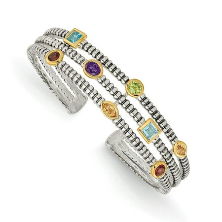 Roy Rose Jewelry Shey Couture Collection Sterling Silver with 14K Yellow Gold 1.74-Carat tw Gemstone Cuff Bracelet 7.5'' Length